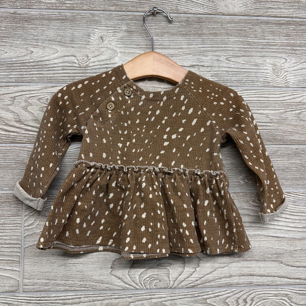 LS Waffle Knit Peplum Shirt Spotty 6-9M