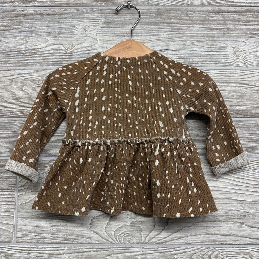 LS Waffle Knit Peplum Shirt Spotty 6-9M