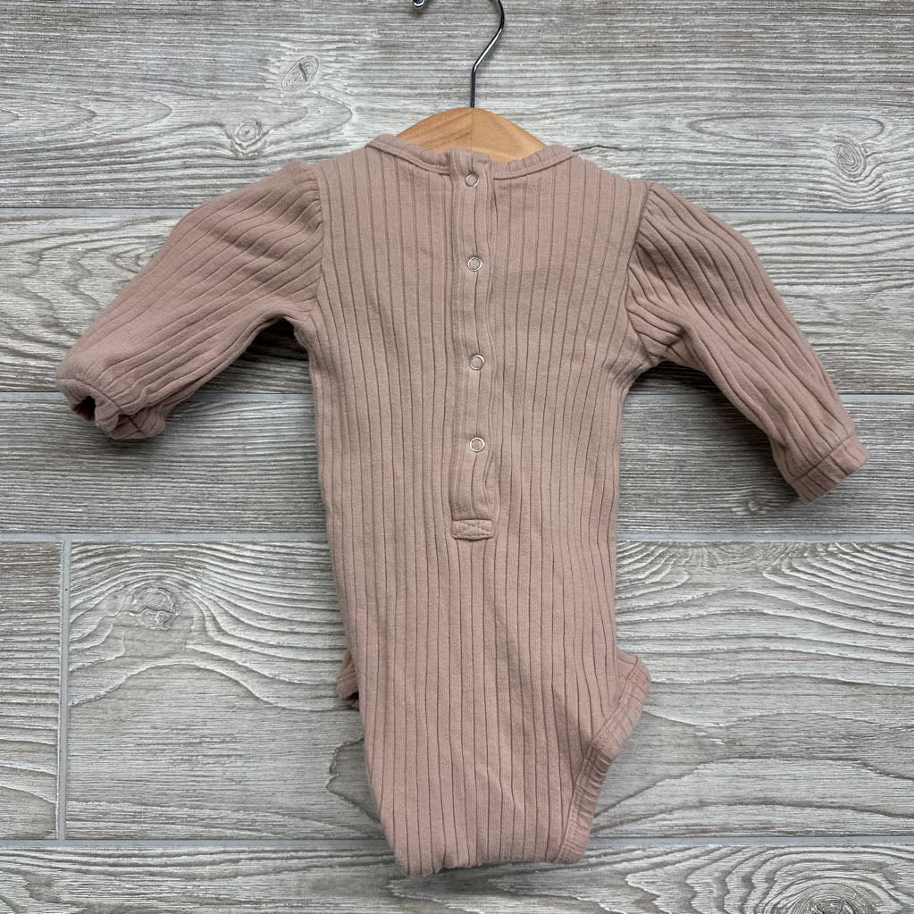 LS Ribbed Bodysuit Bow 3-6M