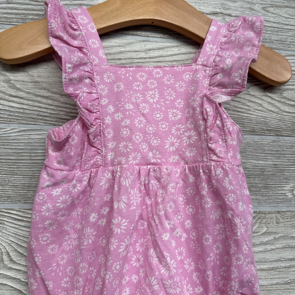 Tank Bib Romper Flowers 6M