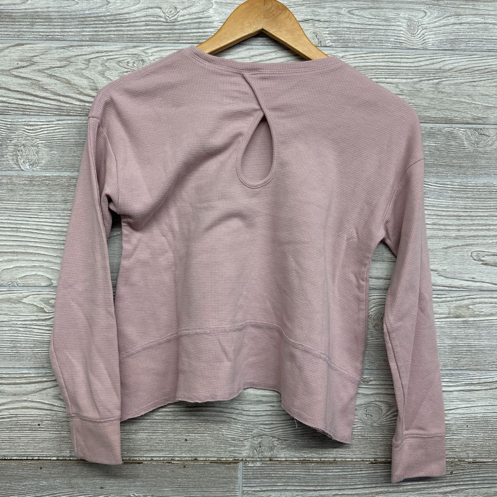 LS Cropped Waffle Knit Shirt Keyhole Back 14