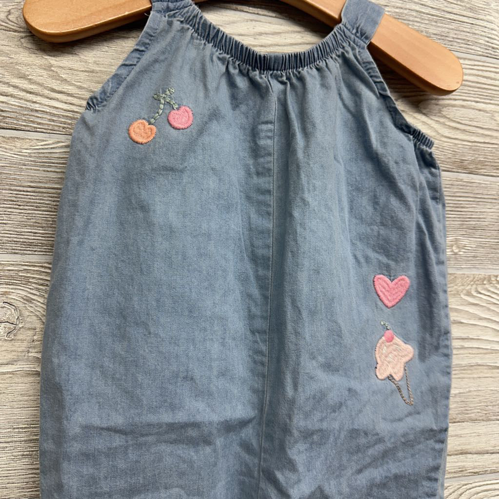 Chambray Tank Romper Cherries Ice Cream Cones 9M