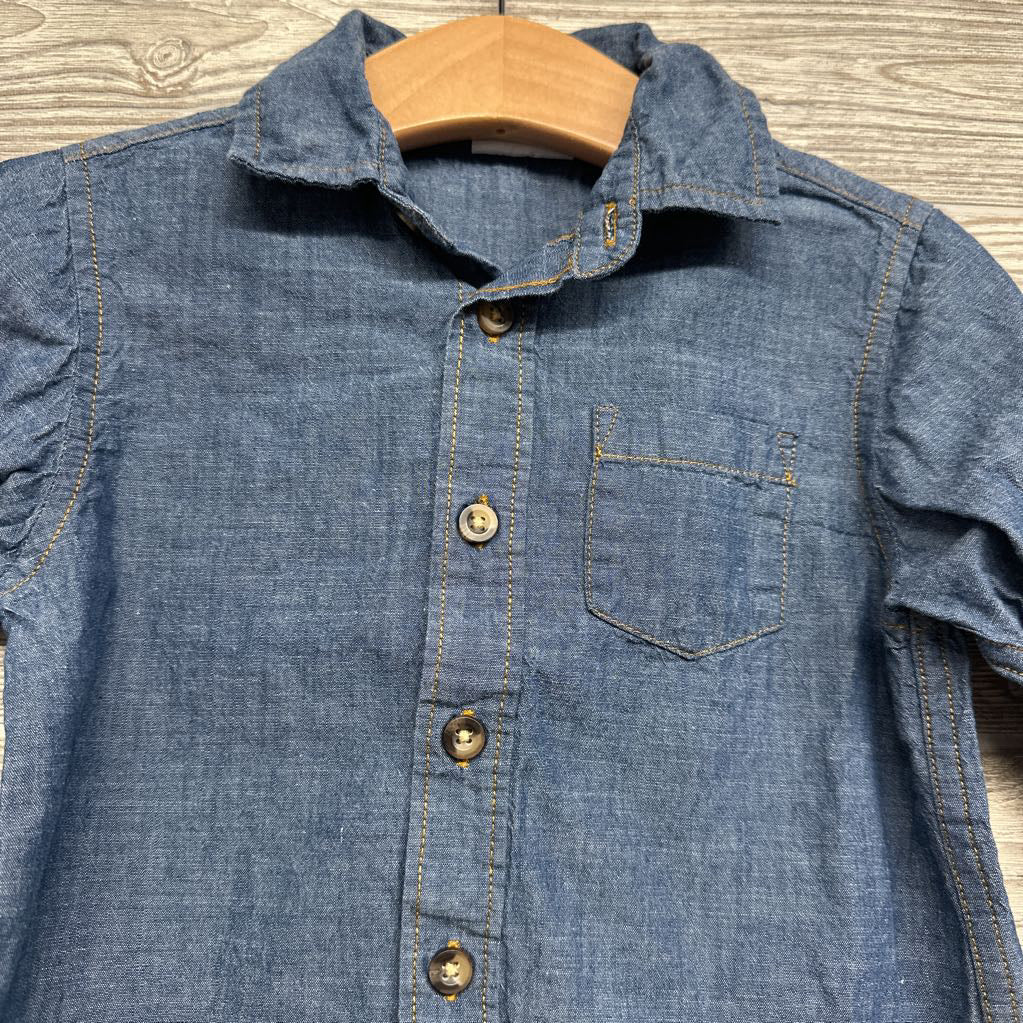 LS Chambray Button Up Shirt Chest Pocket 3T