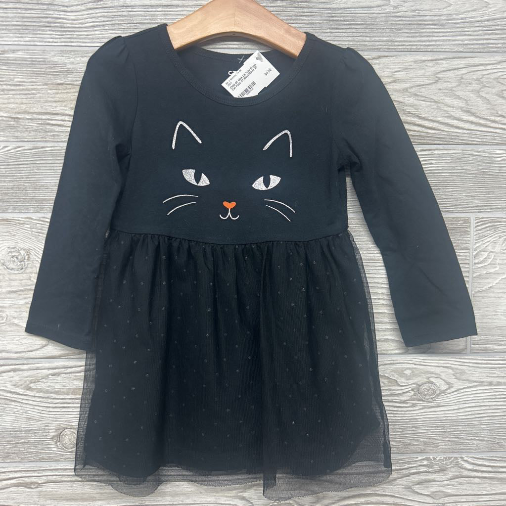 LS Tulle Dress Cat Face 2T