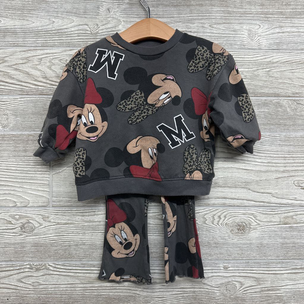 Crewneck & Ribbed Flare Pants Lettuce Trim Minnie Mouse 18M *