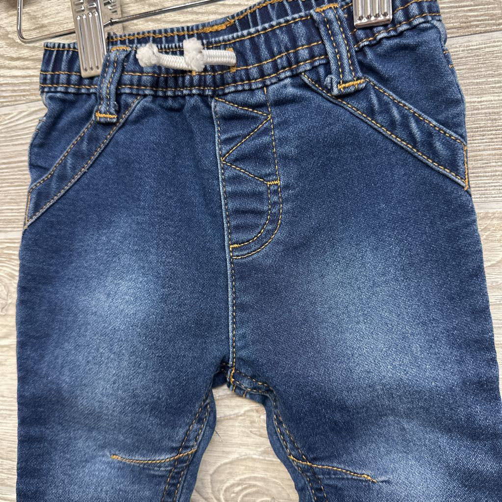 Knit Denim Drawstring Joggers 3-6M
