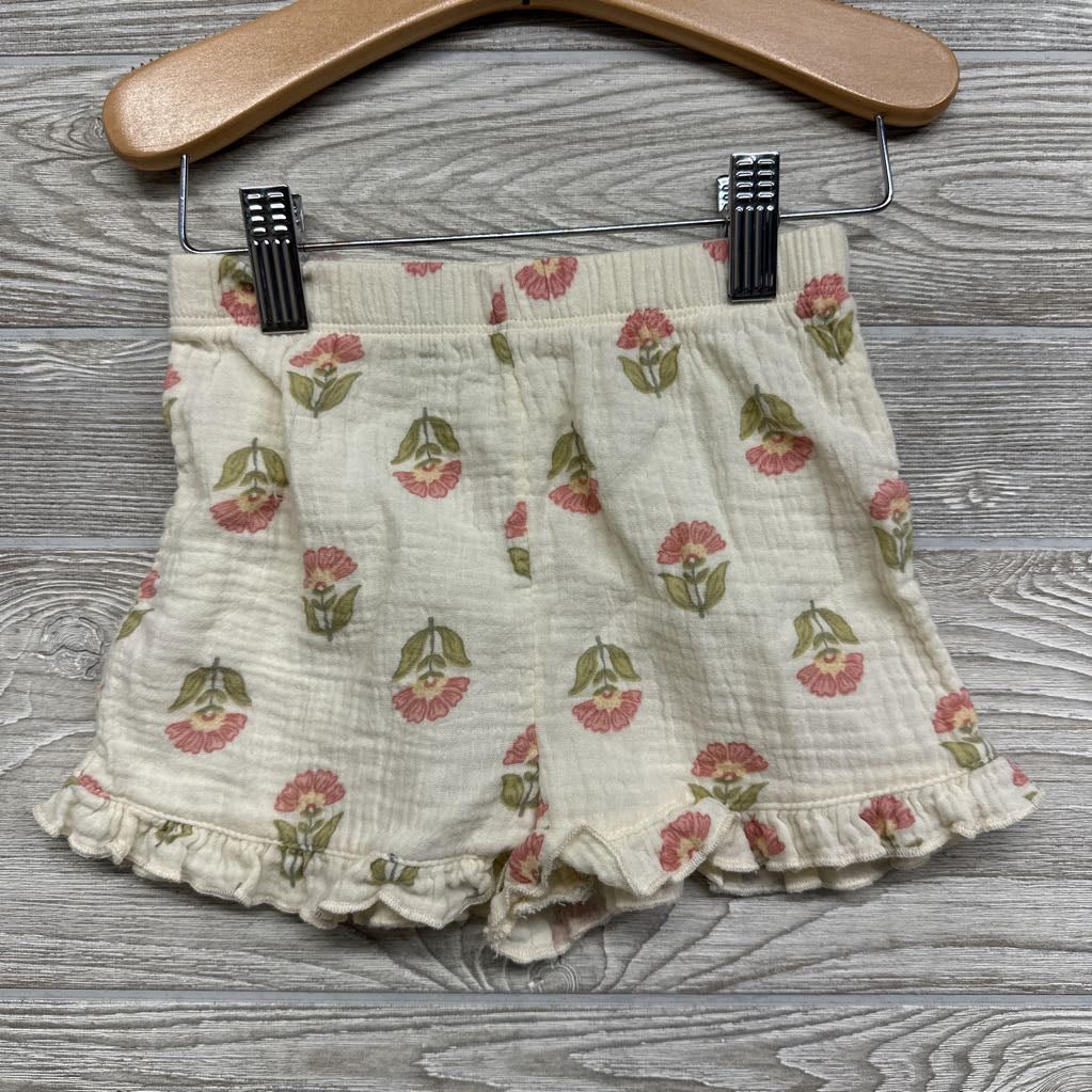 Gauze Peplum Shirt & Ruffle Trim Shorts Flowers 3T