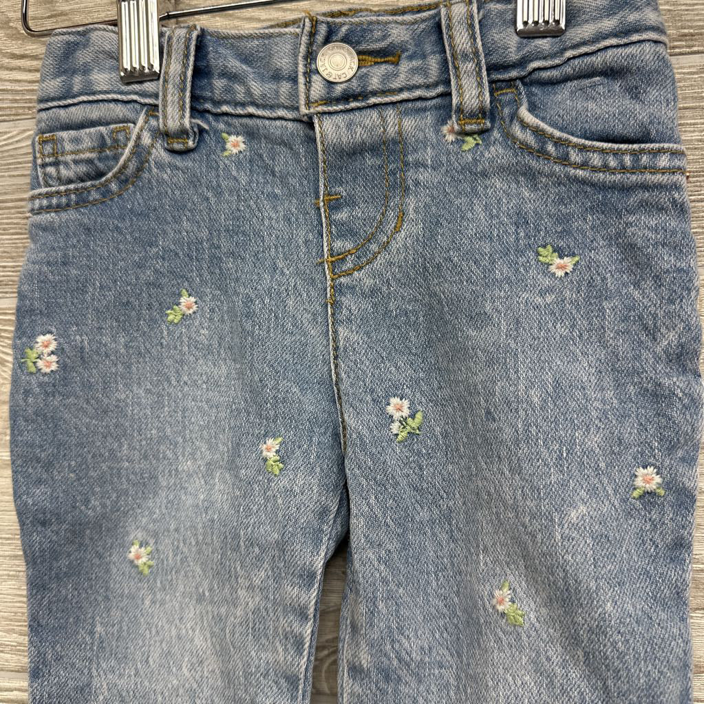 Straight Jeans Embroidered Flowers 12M