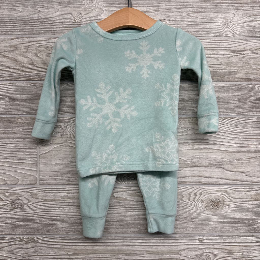 2 Pc LS Cozy PJs Snowflakes 12M