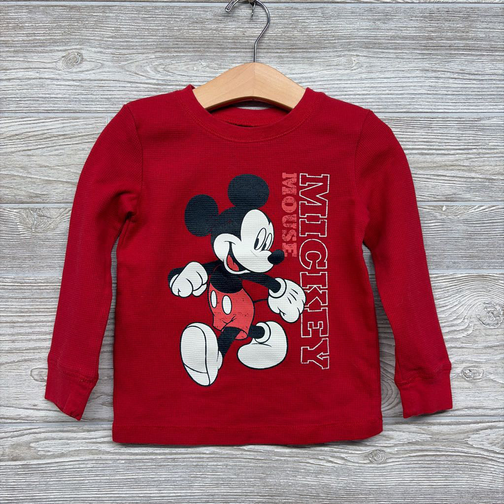 LS Waffle Knit Shirt Mickey Mouse 3T