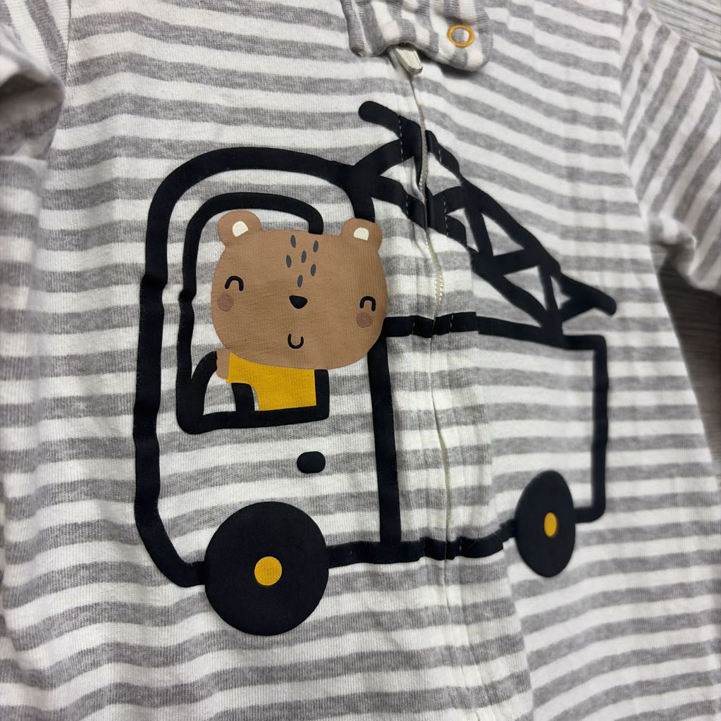 Sleeper Stripes Bear Driving 6-9M