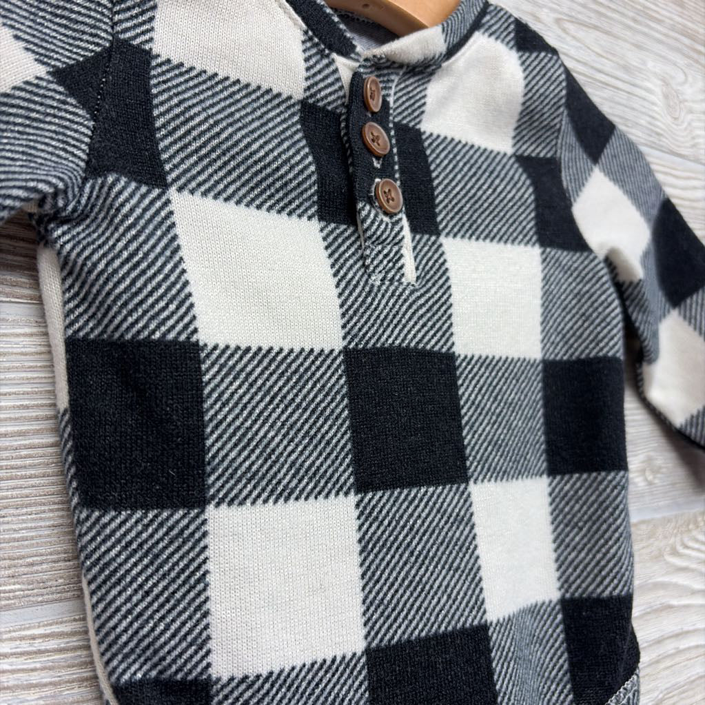 LS Henley Bodysuit Buffalo Plaid 3-6M