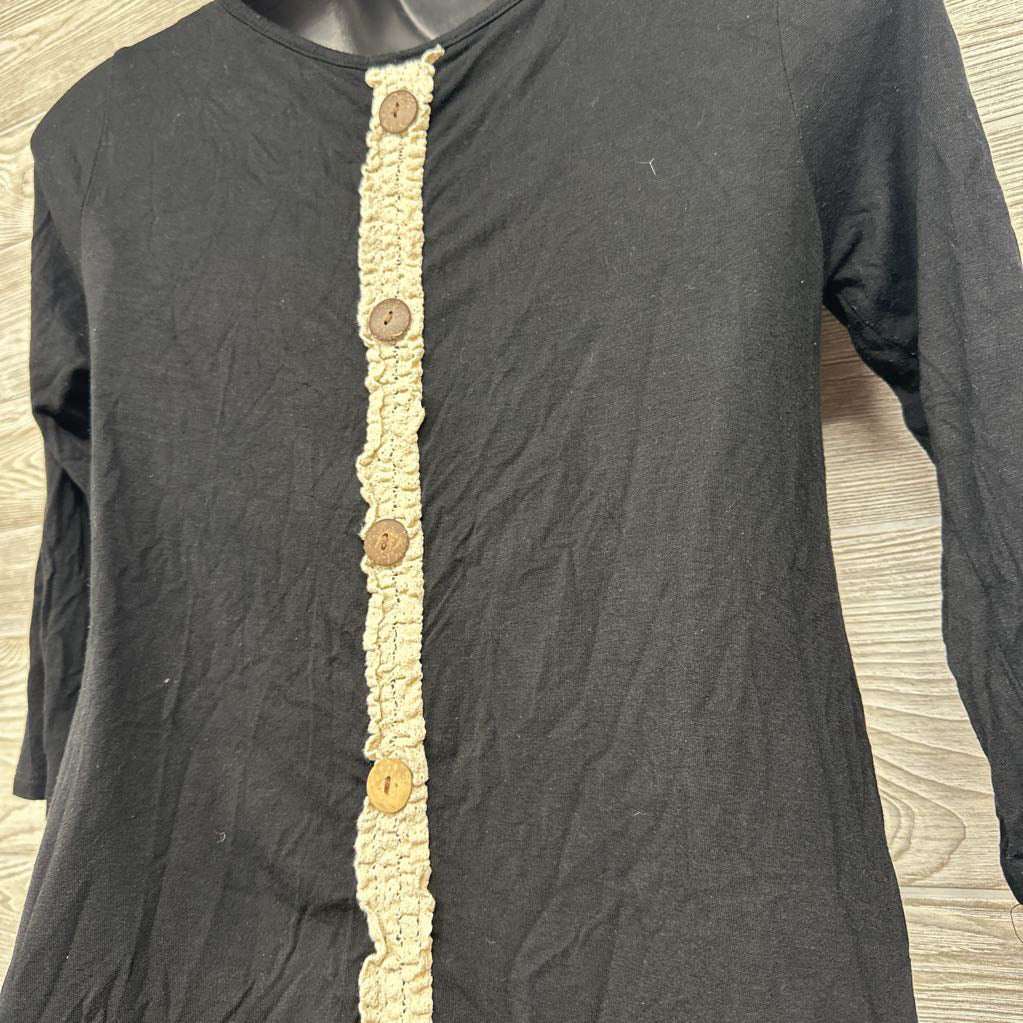 Shirt W/ Back Buttons & Macrame Stripe Small