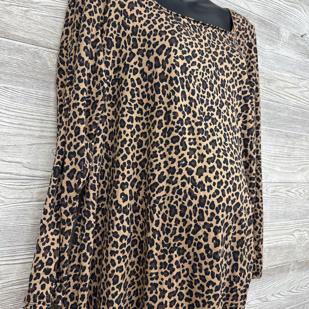 NEW Shirred Asymetric Neck Animal Print Dress XXL