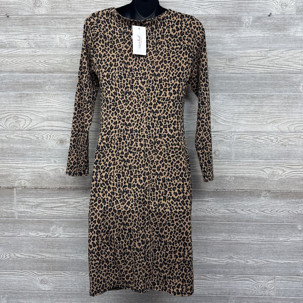 NEW Shirred Asymetric Animal Print Dress Med