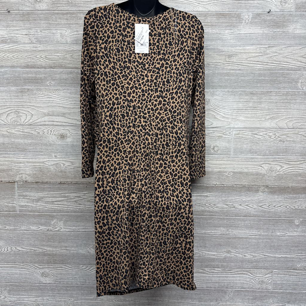 NEW Shirred Asymetric Animal Print Dress Large