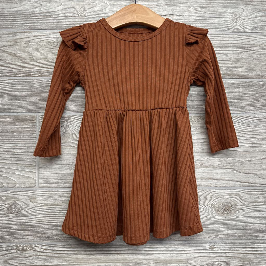 LS Ribbed Flutter Sleeve Dress 12-18M