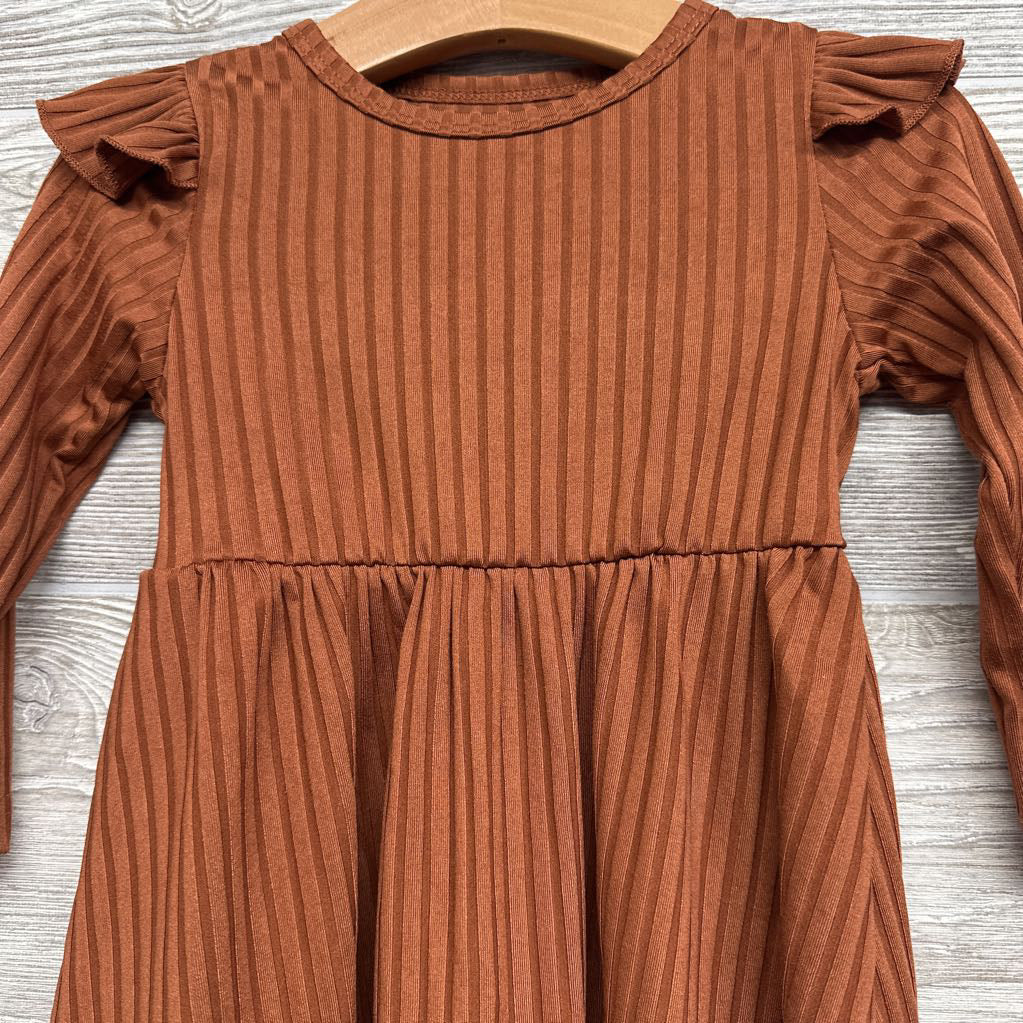 LS Ribbed Flutter Sleeve Dress 12-18M