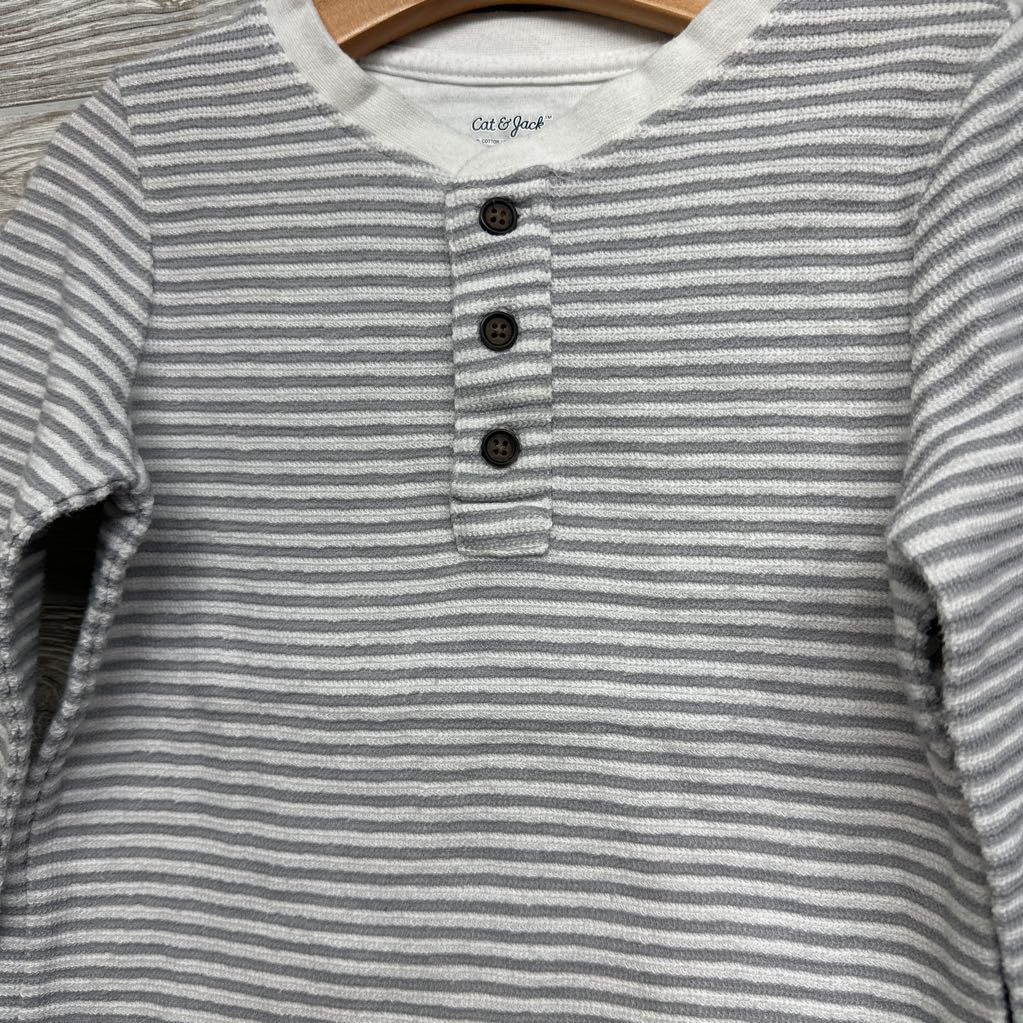 LS Waffle Knit Henley Shirt Stripes 4T
