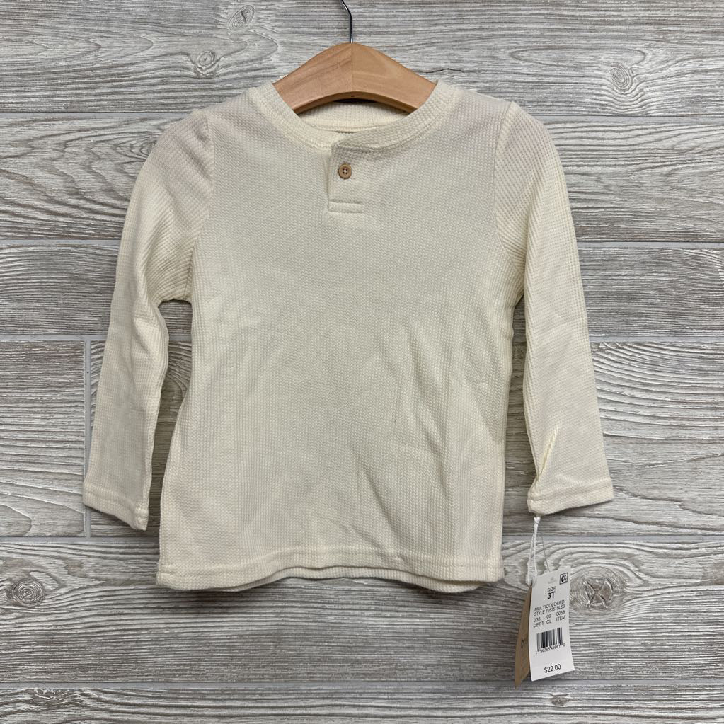 NEW LS Waffle Knit Henley Shirt 3T