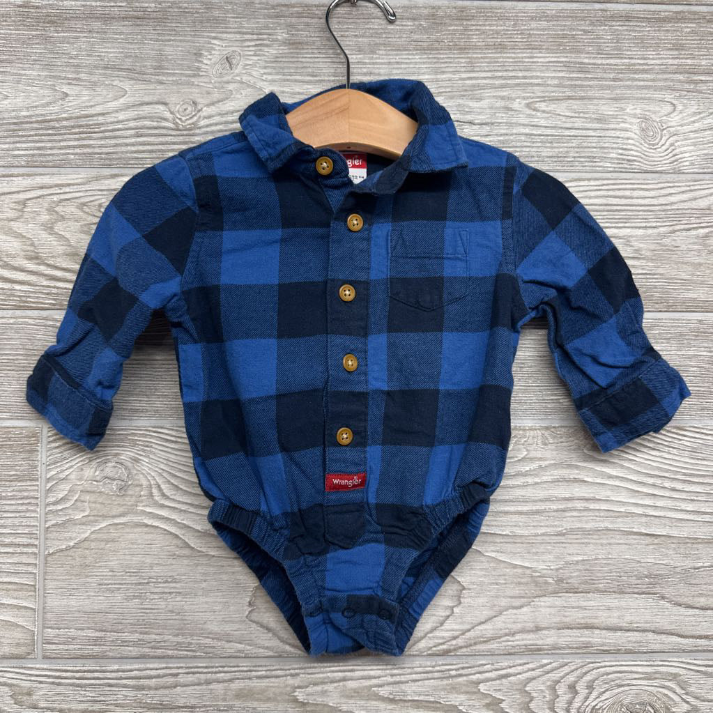 LS Plaid Button Up Bodysuit Chest Pocket 6M