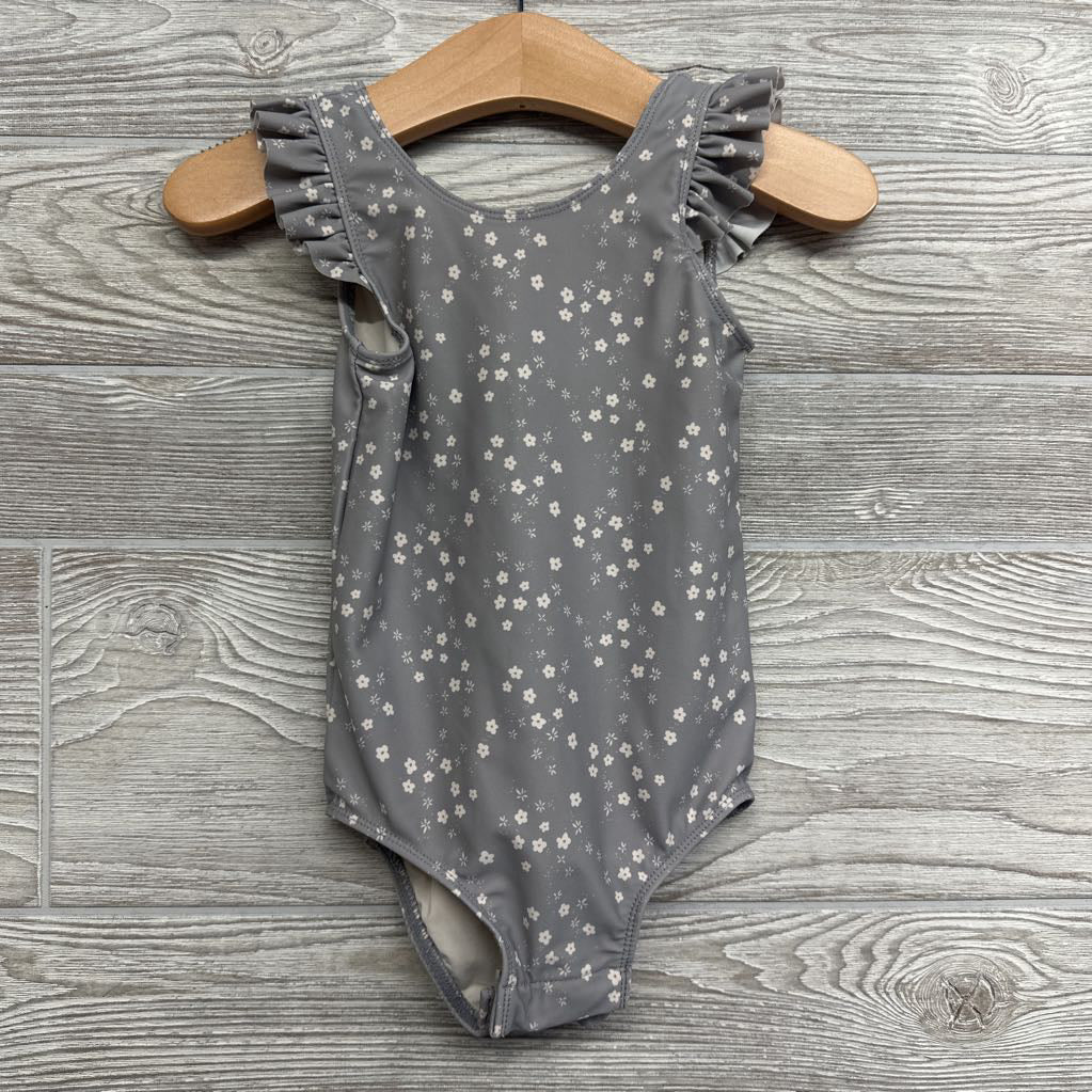 LS Swimsuit Flowers Ruffle Trim 18-24M