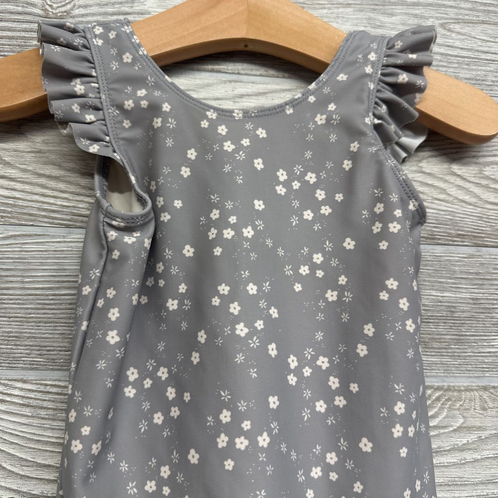 LS Swimsuit Flowers Ruffle Trim 18-24M