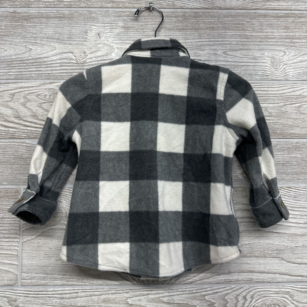 Fleece Gingham Button Up Shirt 12M