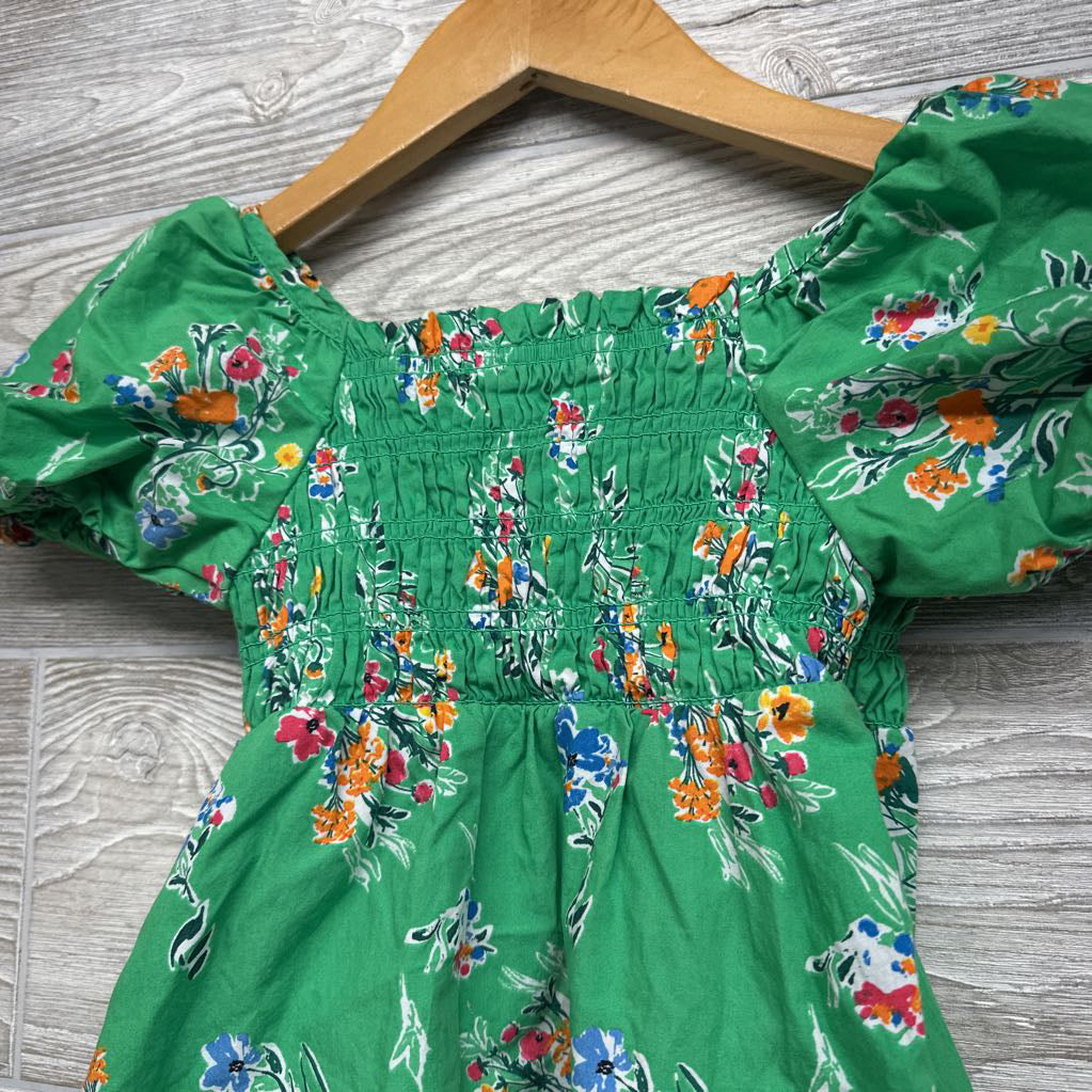 Smocked Puff Sleeve Dress Flowers 5