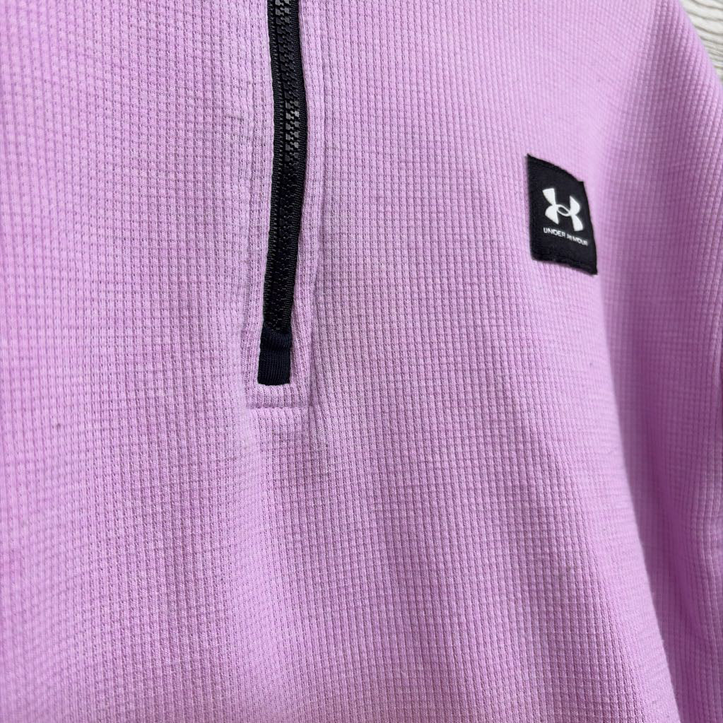 1/4 Zip Waffle Knit Pullover Logo 8