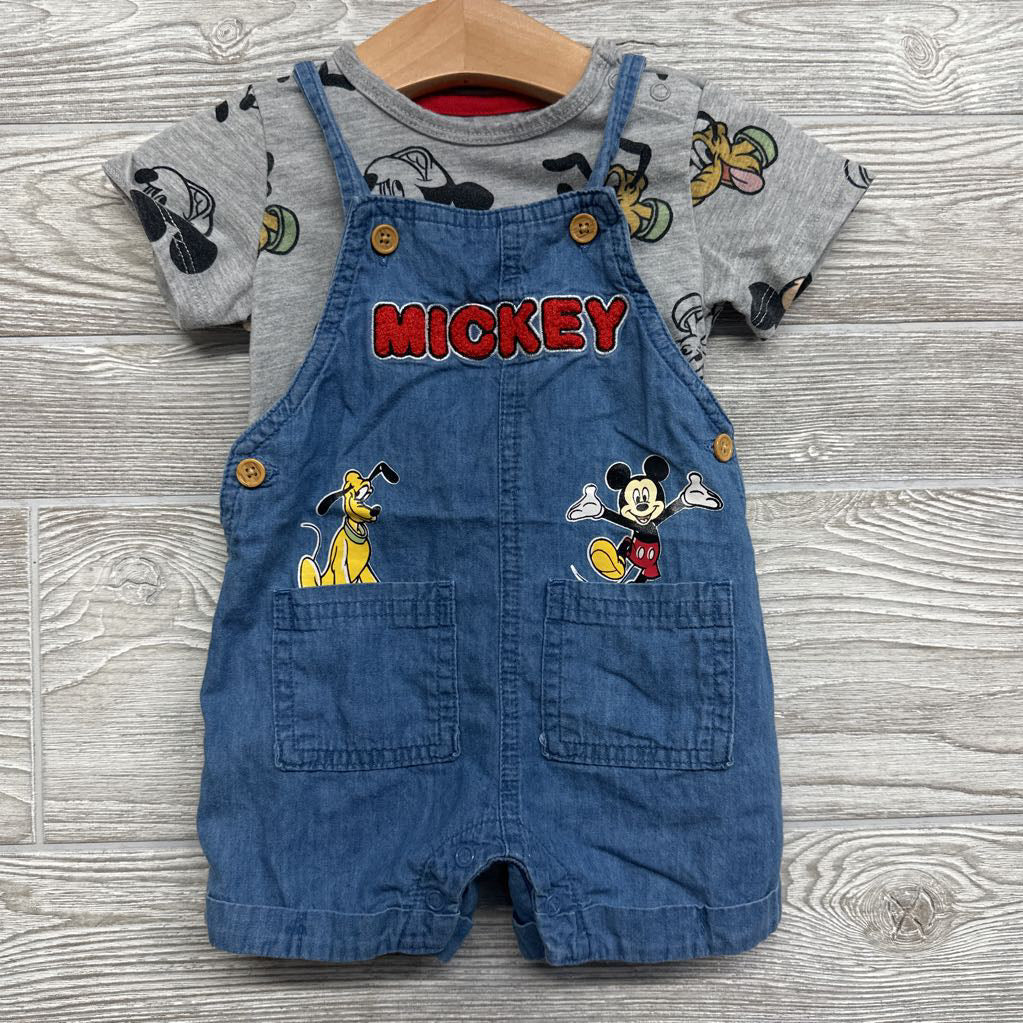 Shortalls & Shirt Mickey 3-6M