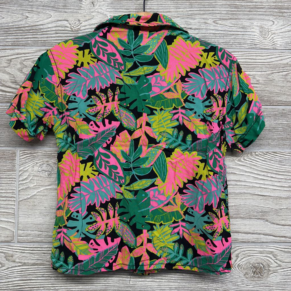 SS Button Up Shirt Leaves 4t