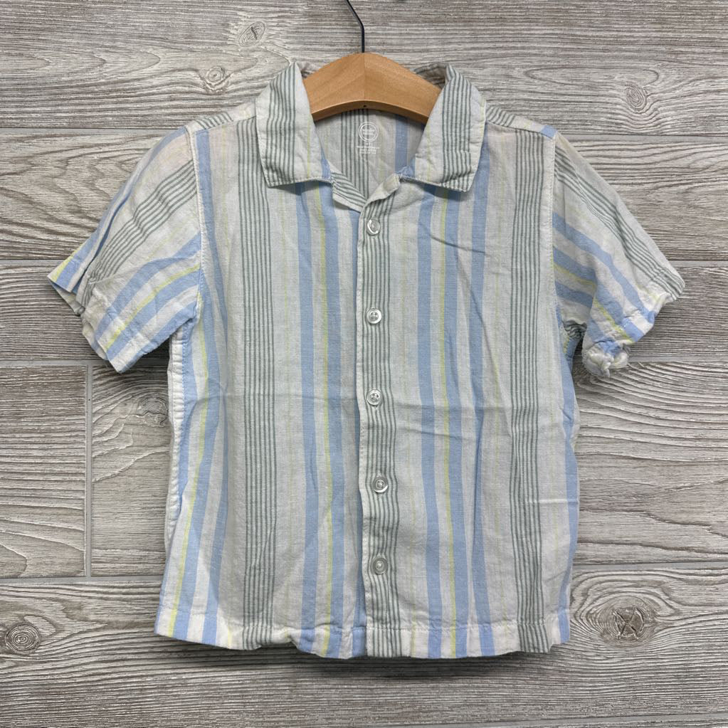 Linen SS Button Up Shirt Stripes 4t