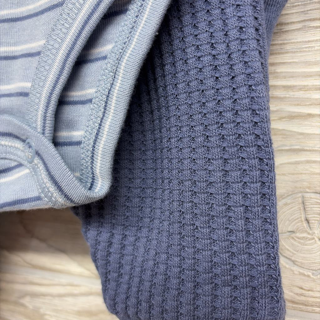 NEW LS Bodysuit Stripes, Waffle Knit Henley Pullover & Joggers NB