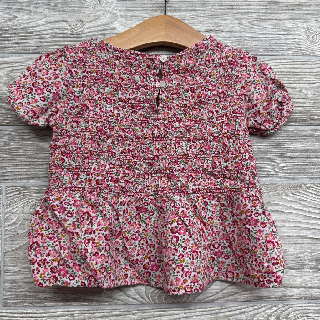 Smocked Peplum Shirt Flowers 4T