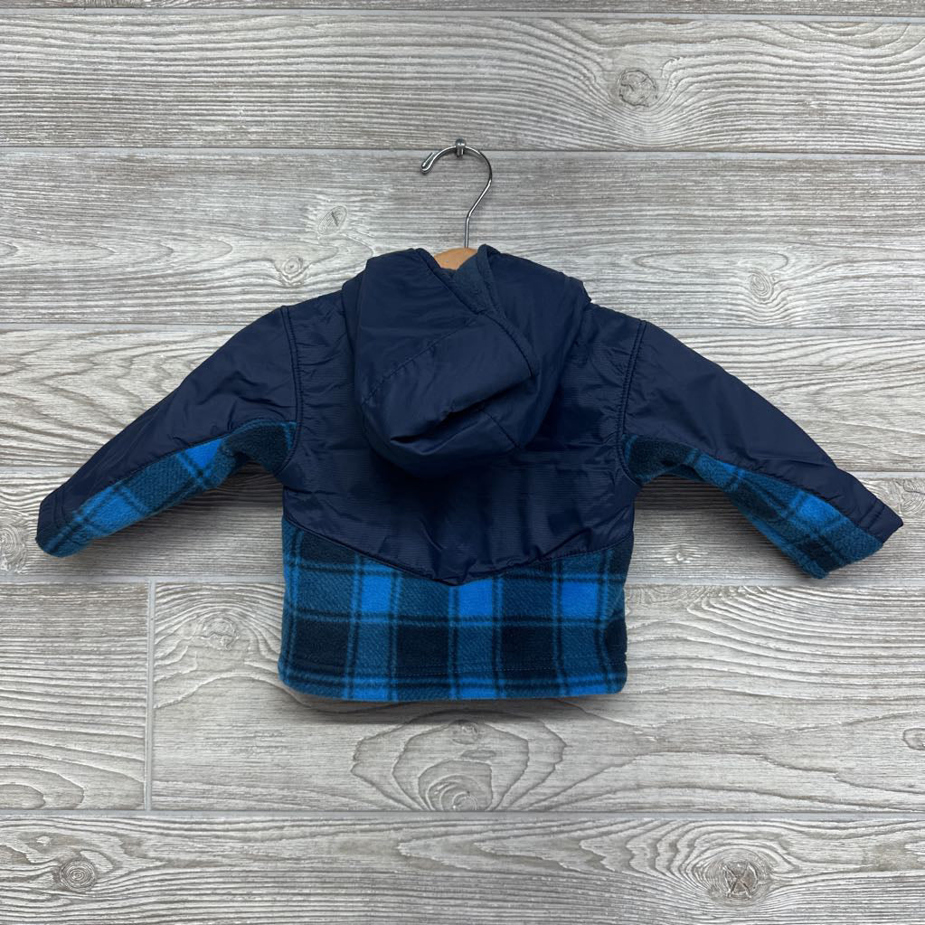 Steens Mt II Overlay Hooded Fleece Jacket Plaid 3-6M