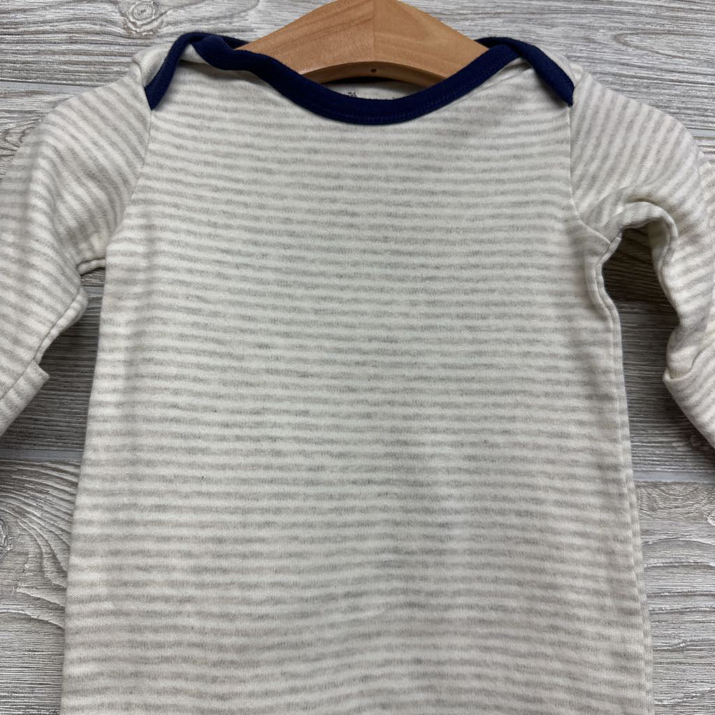 LS PJ Gown Stripes 0-6M