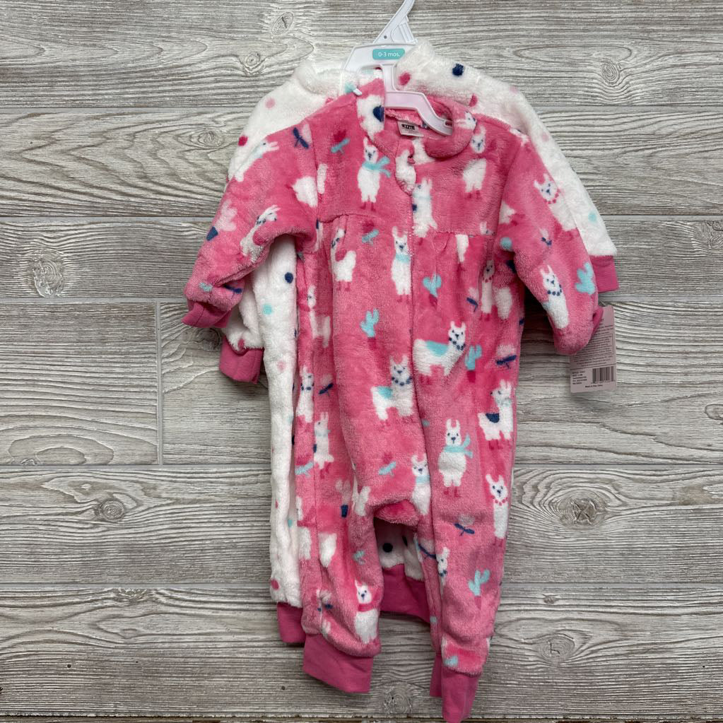 NEW 2 Pc LS Plush Outfits Alpacas Dots 0-3M