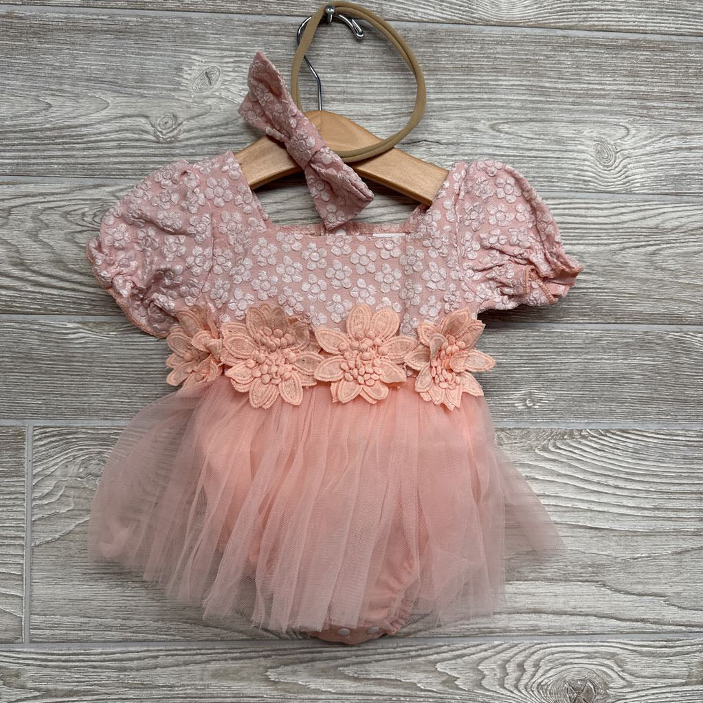 Lace Tulle Dress & Headwrap 3-6M