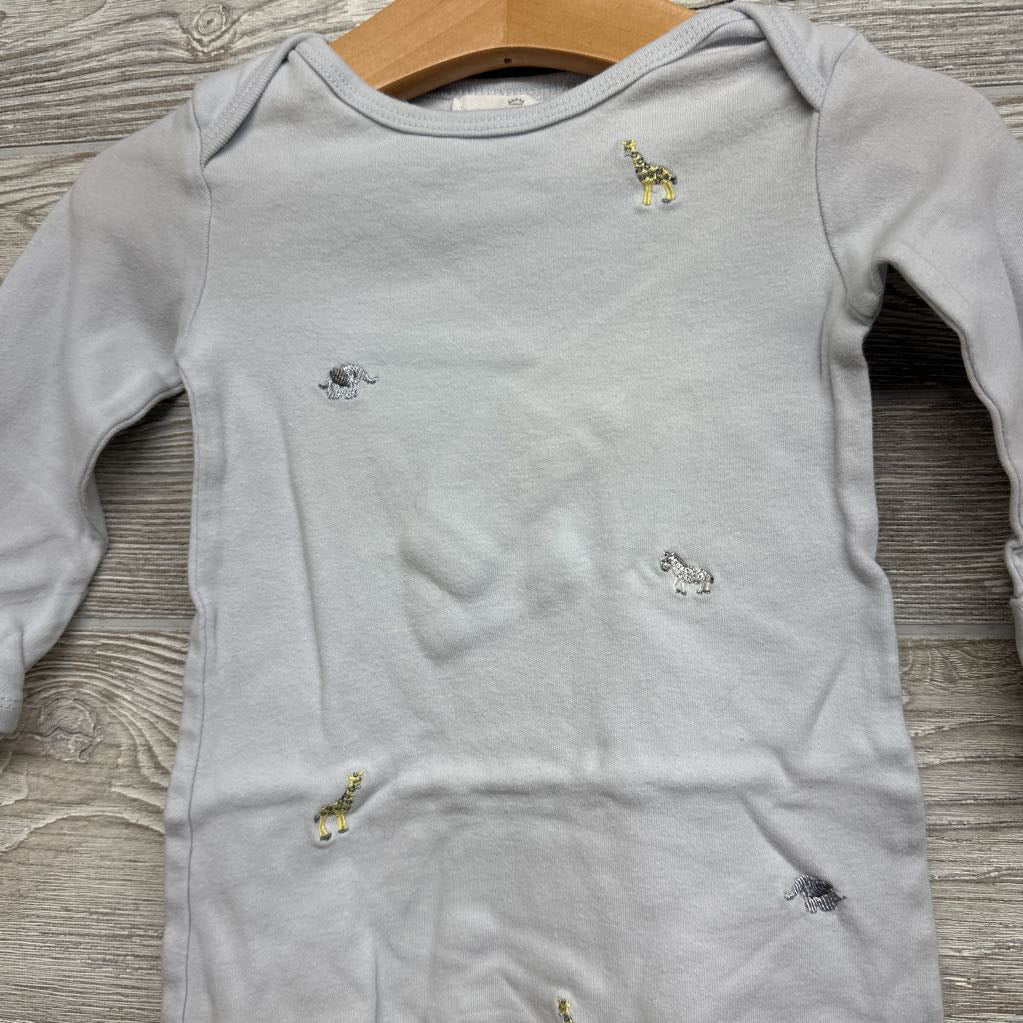 LS PJ Gown Embroidered Animals 0-6M