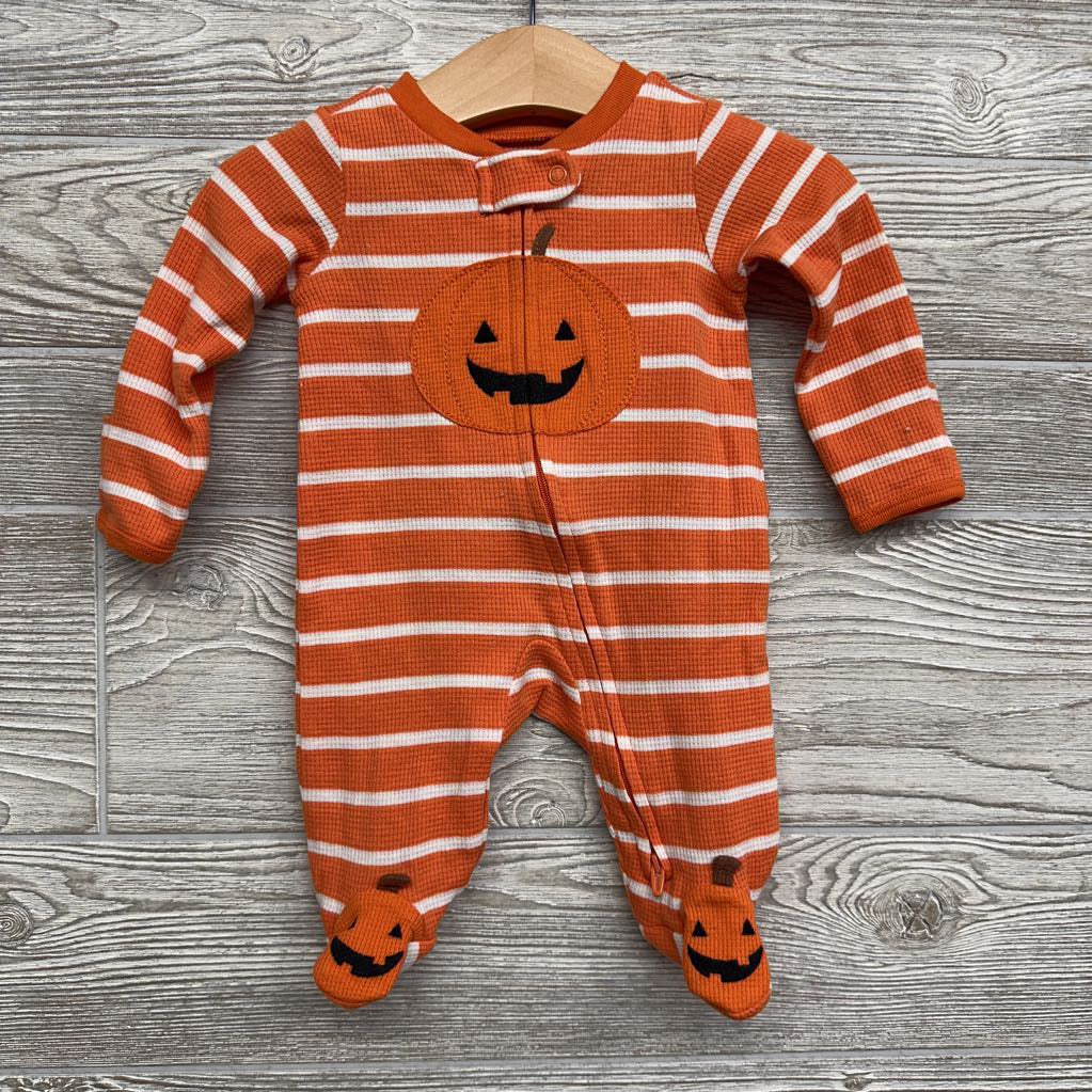 Waffle Knit Sleeper Stripes Pumpkin NB