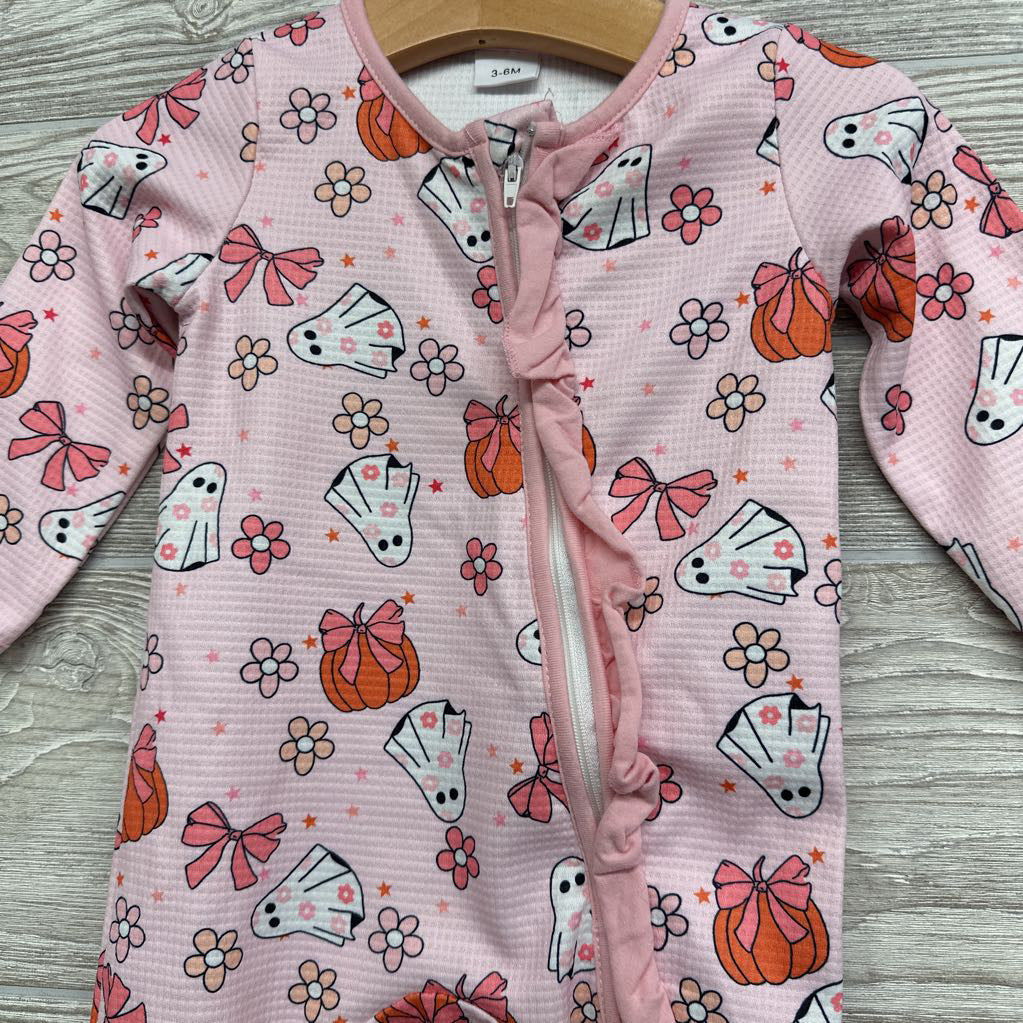 LS Textured Outfit Ghosts Pumpkins Bows 3-6M