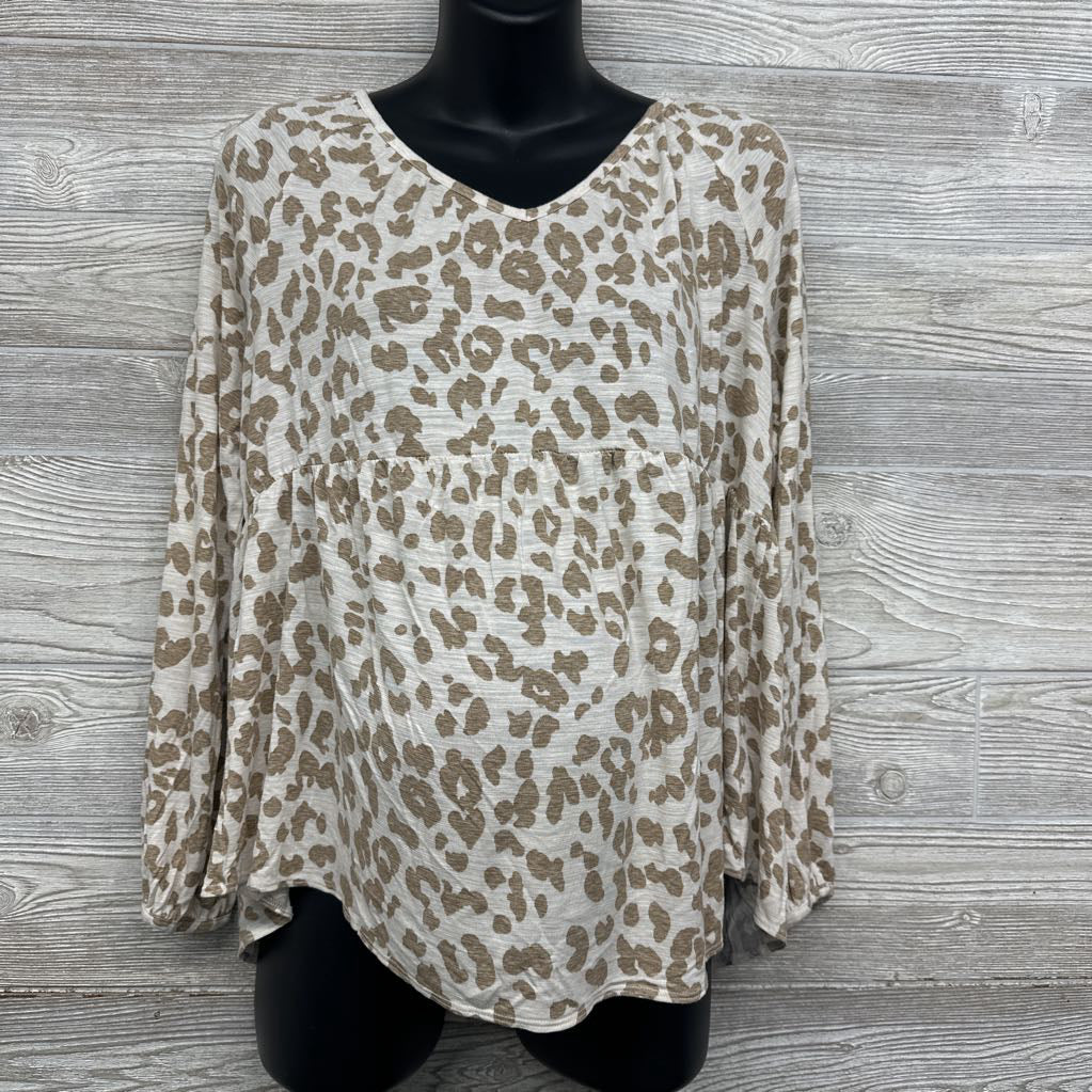 Peplum Animal Print Shirt Medium