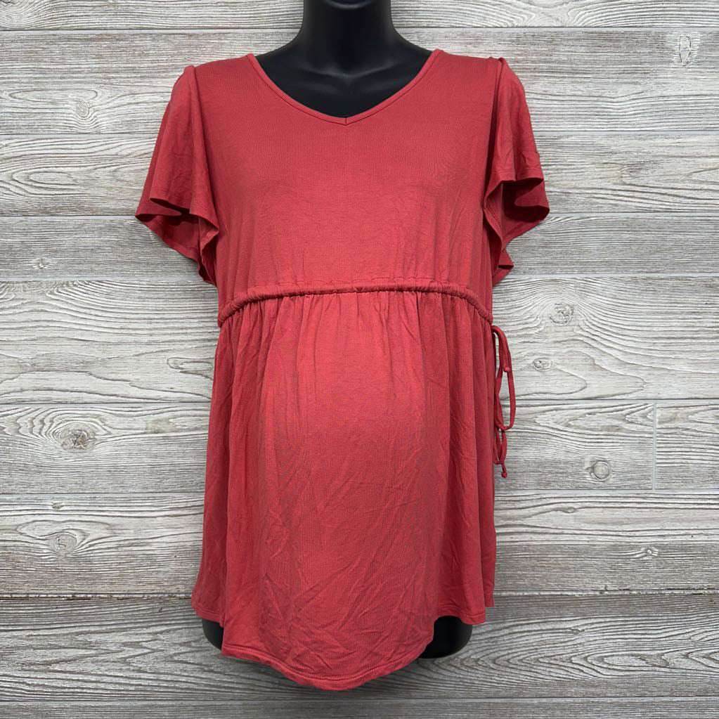 Peplum V Neck Side Tie Shirt Medium