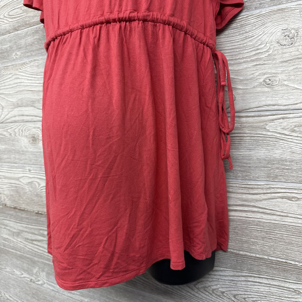Peplum V Neck Side Tie Shirt Medium