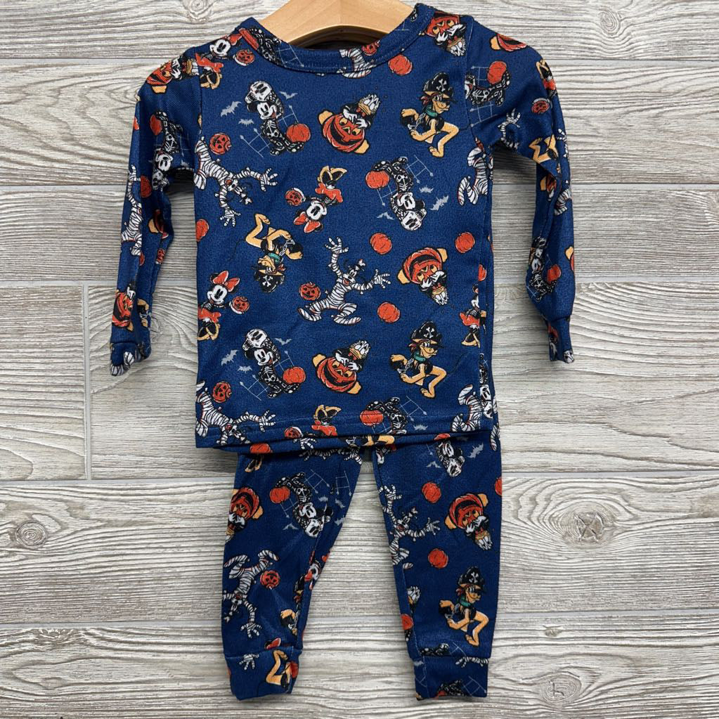 2 Pc LS PJs Mickey Minnie Pumpkins 2T
