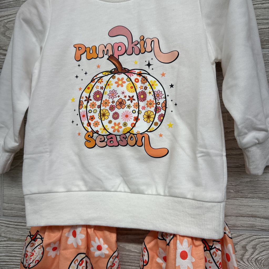 Crewneck Pumpkin Season & Bell Bottom Pants Flowers Pumpkins 18-24M