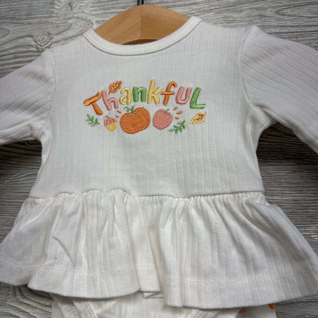 LS Ribbed Skirted Bodysuit Thankful & Leggings Pumpkins 3M