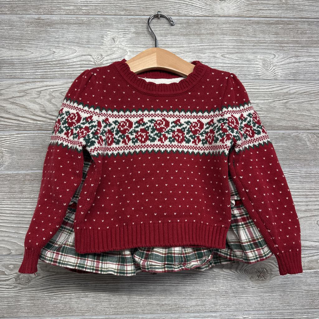 Sweater Nordic Hearts & Plaid Skirt 3T