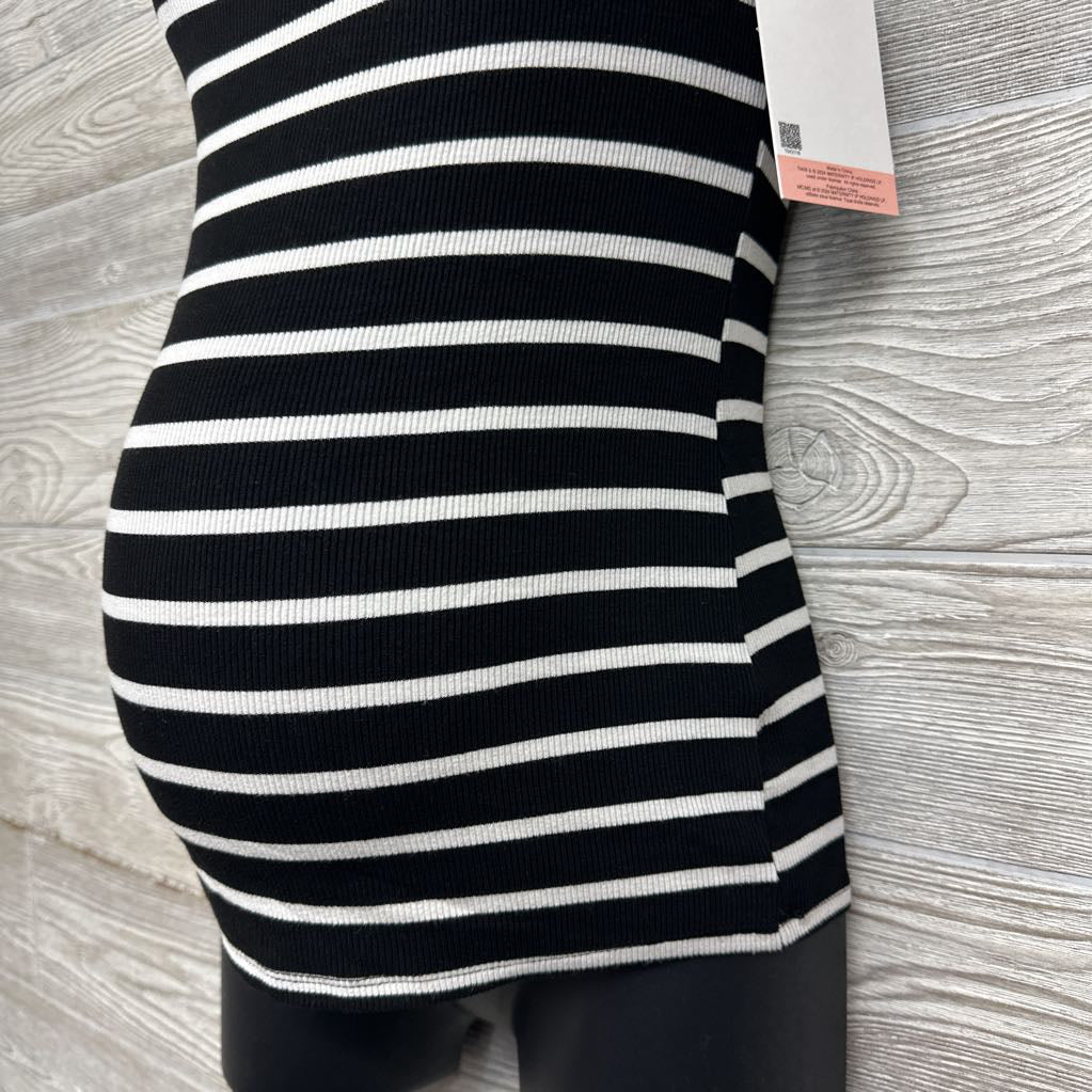 NEW Ribbed Off The Shoulder Shirt Stripes XS